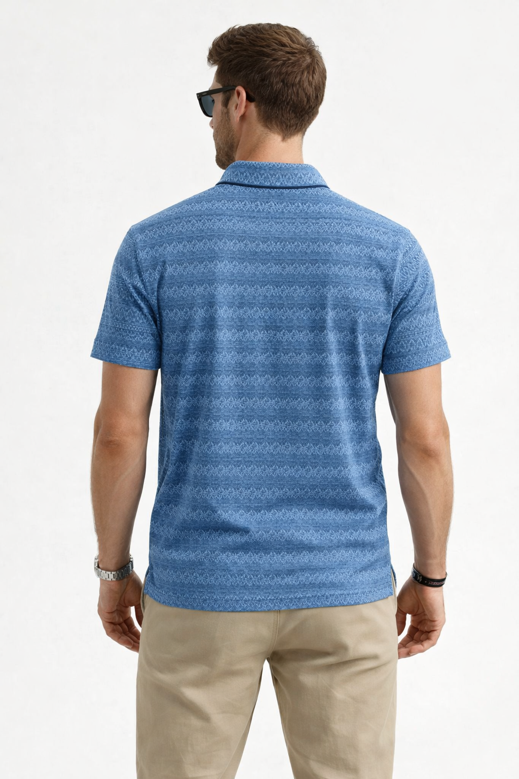 Playera Polo para Hombre Casual Jacquard Super Stretch A61420 Azul