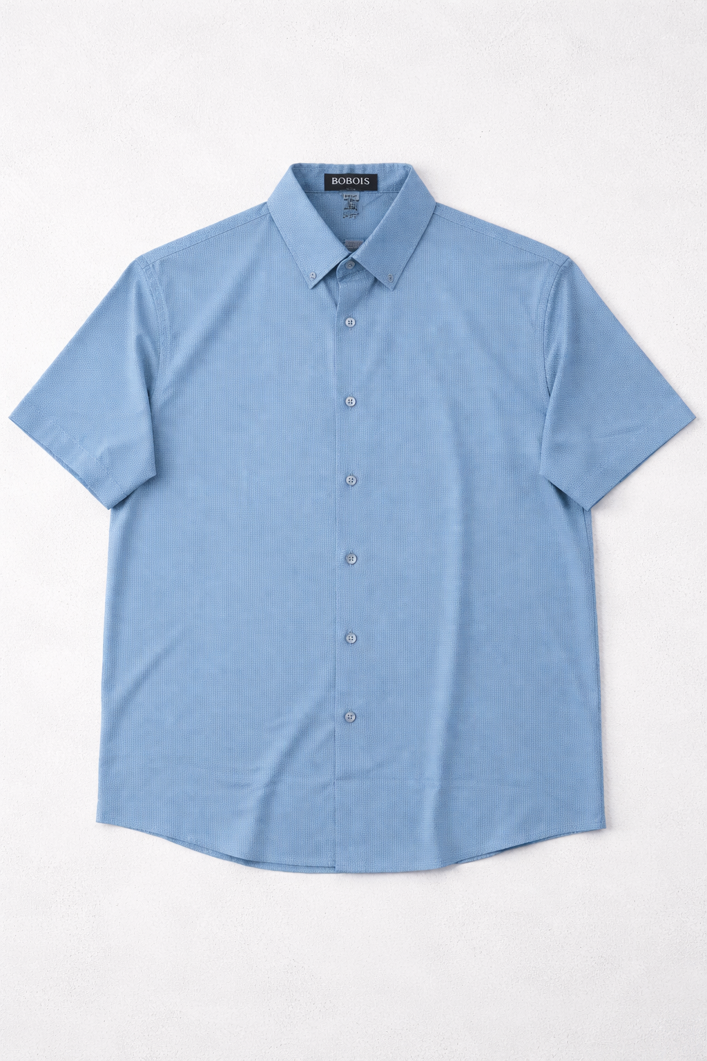 Camisa para Hombre Manga Corta Jacquard Sin Costura Antiarrugas B61451 Azul