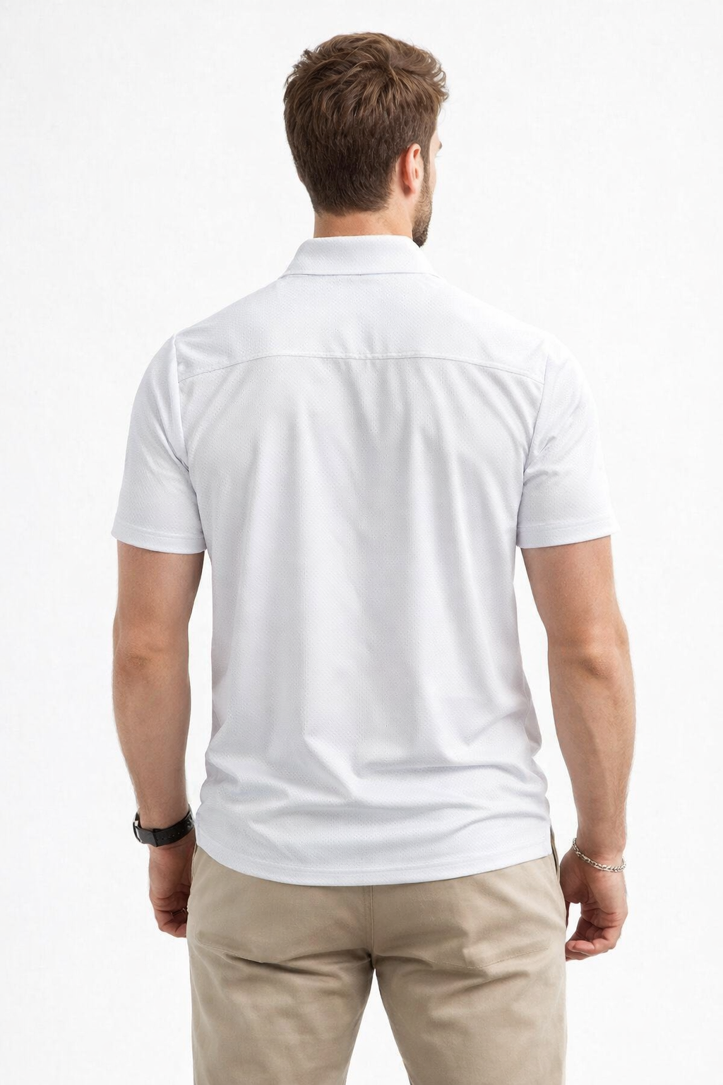 Camisa para Hombre Manga Corta Jacquard Sin Costura Antiarrugas B61451 Blanco