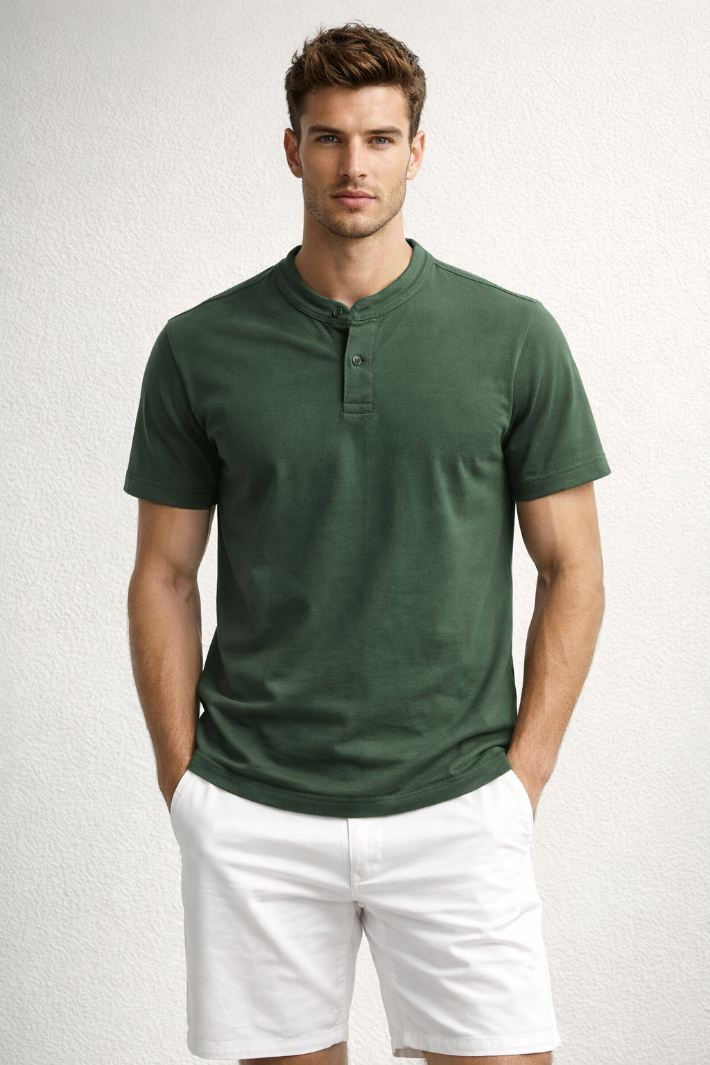 Playeras Polo Para Hombre Cuello Mao Spandex APMAO Militar