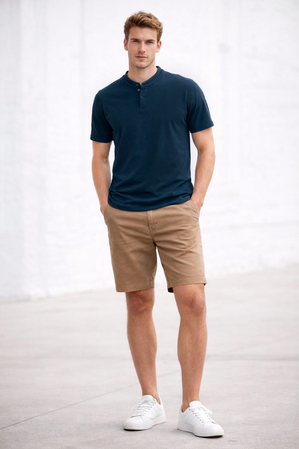 Playeras Polo Para Hombre Cuello Mao Spandex APMAO Marino