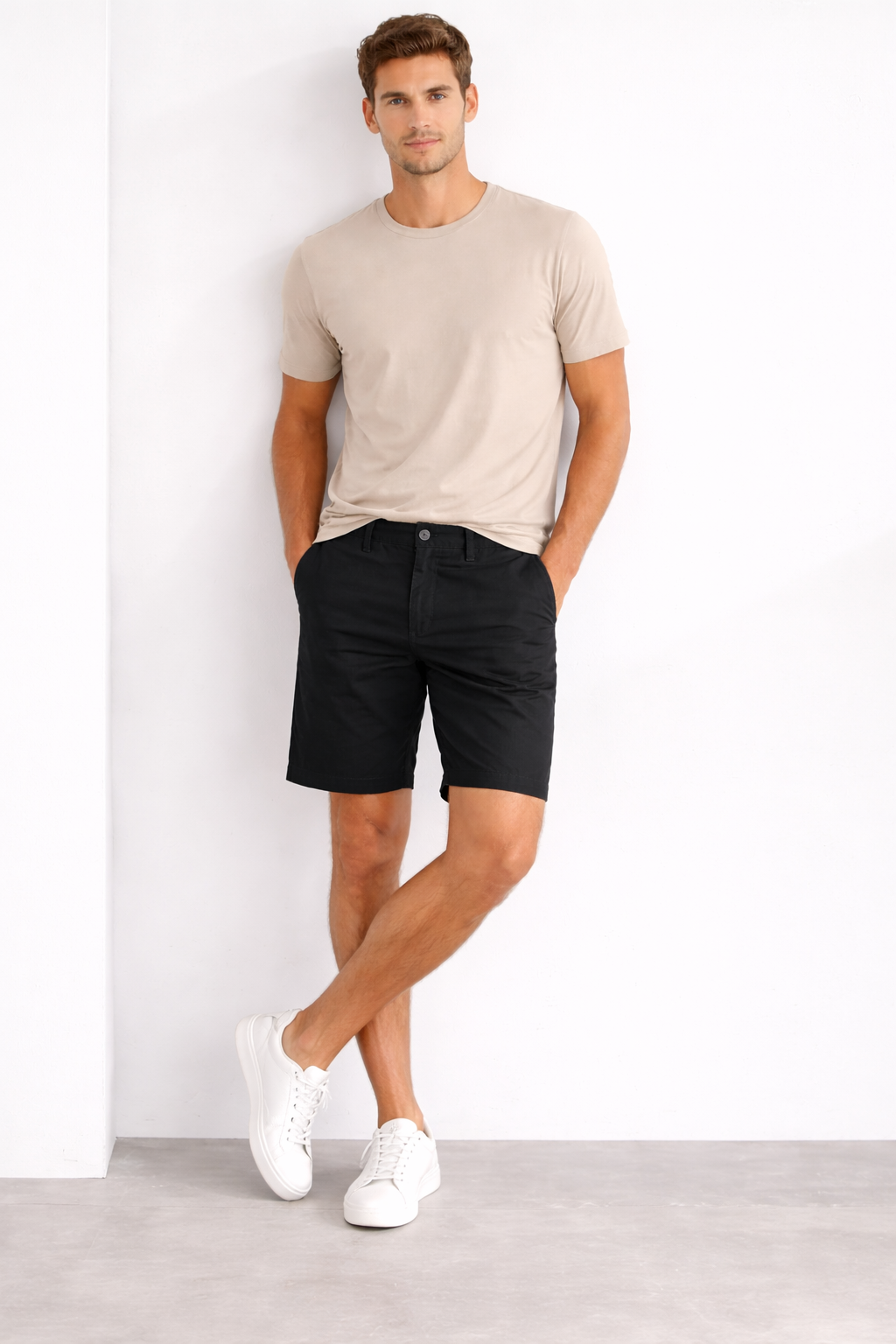 Bermudas Para Hombre De Gabardina Spandex Algodón GBRABSON Negro