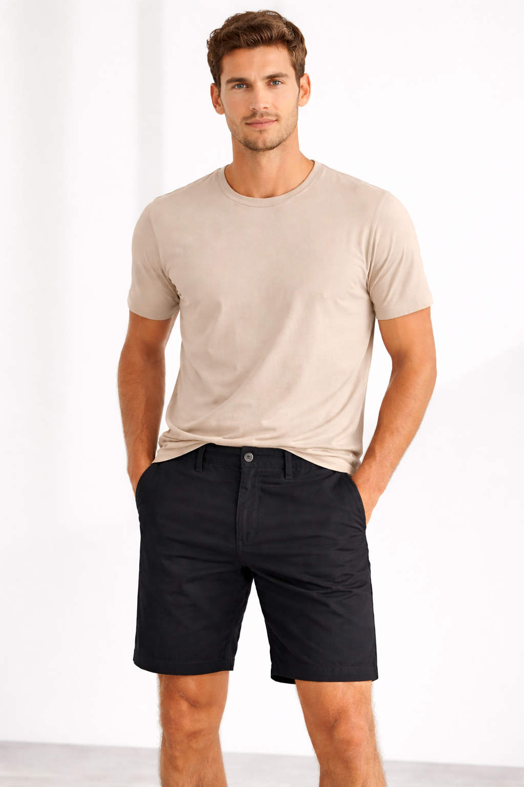 Bermudas Para Hombre De Gabardina Spandex Algodón GBRABSON Negro