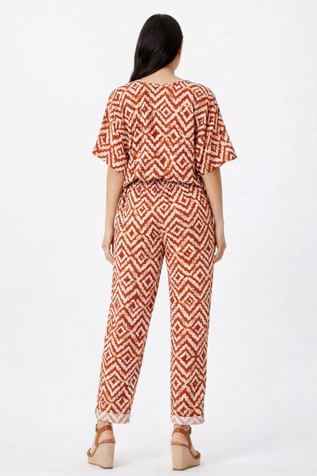 Pantalones Para Mujer Con Resorte y Jareta Étnico W61125 Chedron