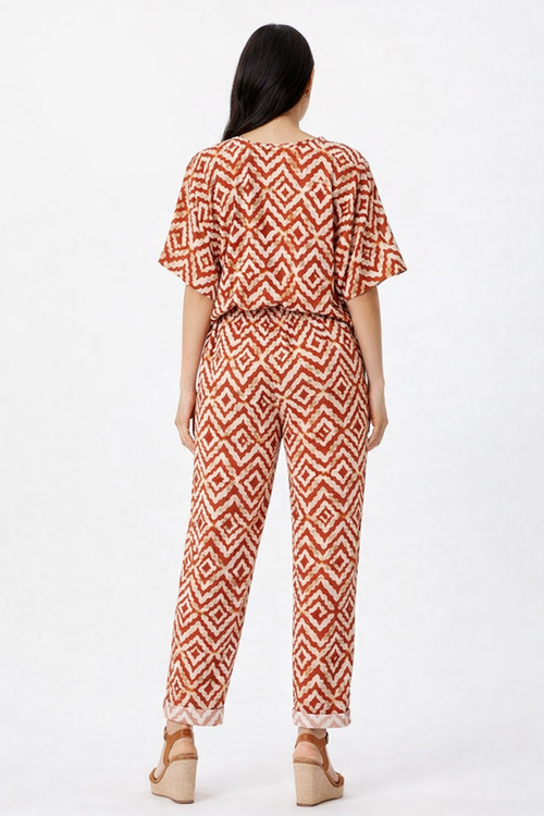 Pantalones Para Mujer Con Resorte y Jareta Étnico W61125 Chedron