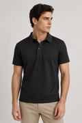 Playeras Polo Para Hombre Con Textura Geométrica Y Manga Corta A65414 Negro
