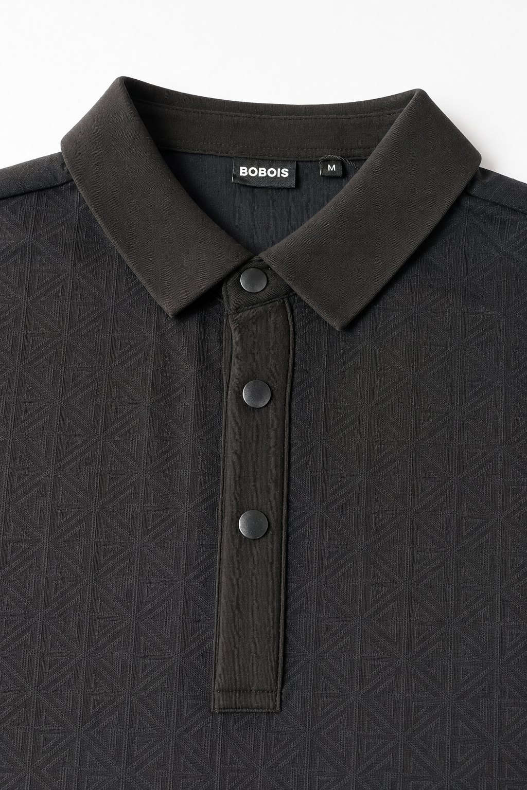 Playeras Polo Para Hombre Con Textura Geométrica Y Manga Corta A65414 Negro