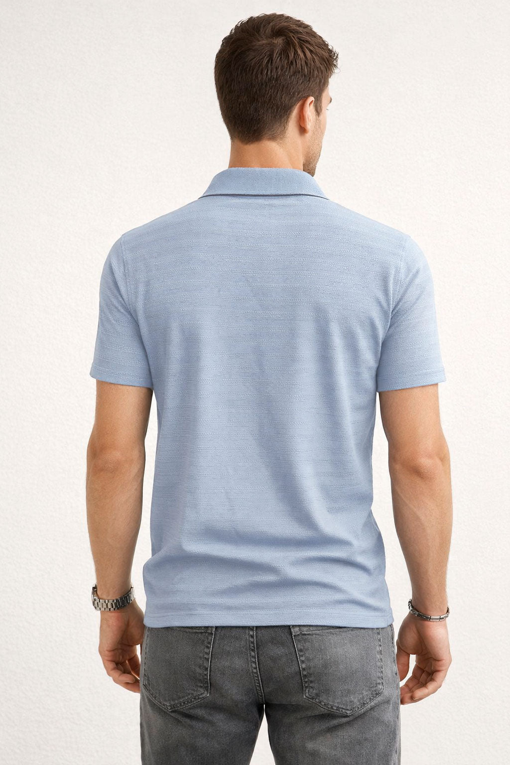 Playeras Polo Para Hombre Manga Corta Jacquard A51313 Azul