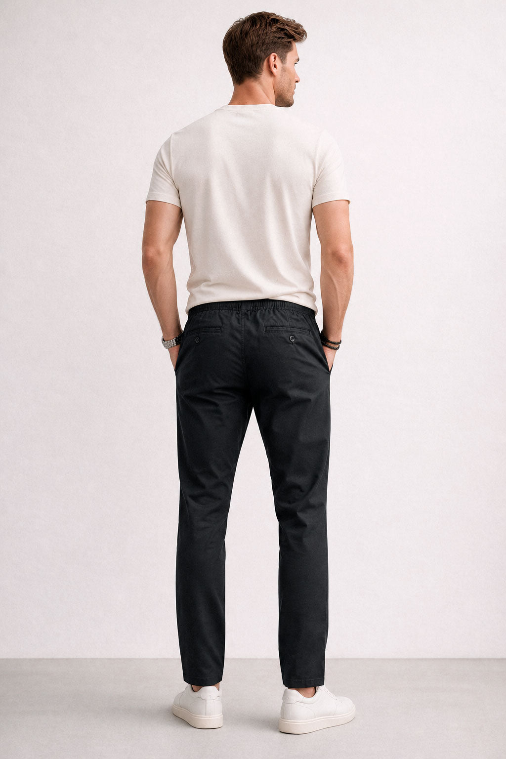 Joggers Para Hombre Pantalón Algodón Spandex Con Jareta GJOGGW Negro