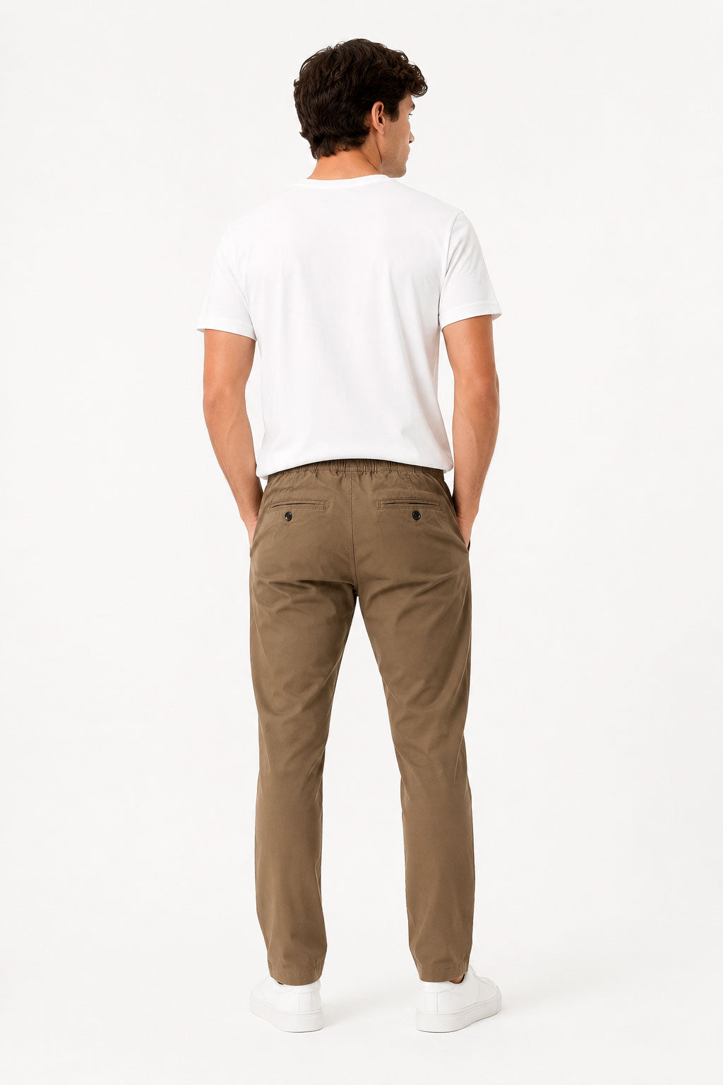 Joggers Para Hombre Pantalón Algodón Spandex Con Jareta GJOGGW Tabaco