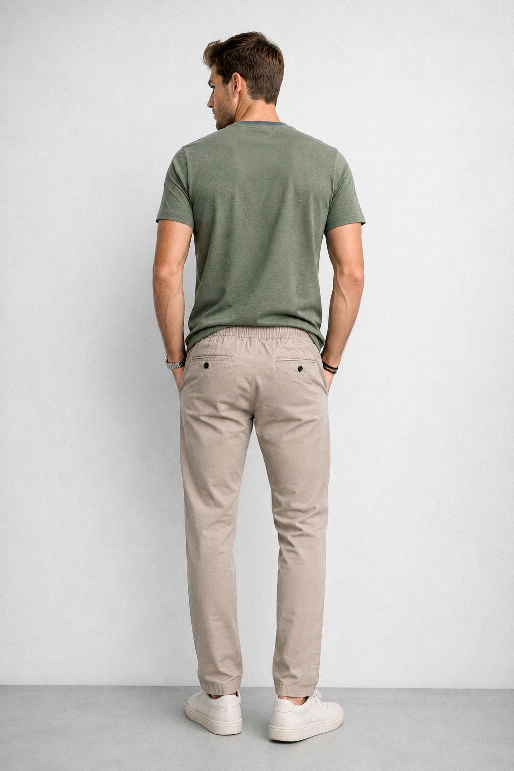 Joggers Para Hombre Pantalón Algodón Spandex Con Jareta GJOGGW Kaki