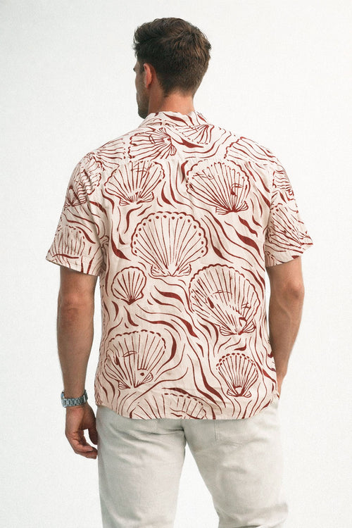 Camisas Para Hombre Manga Corta Estampado Tropical B51563 Rustico