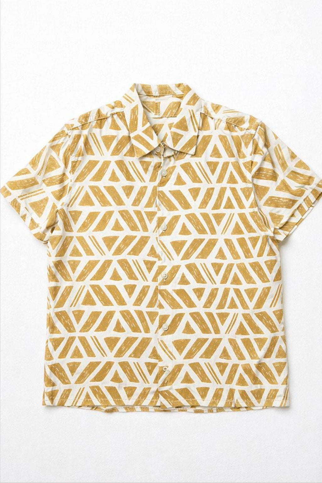 Camisas Para Hombre Manga Corta Estampado Tropical B51561 Beige