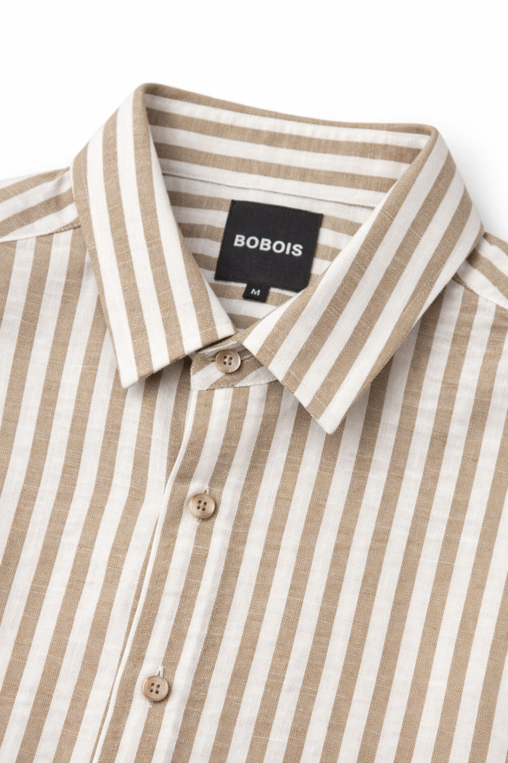 Camisa para Hombre Manga Larga de Rayas Antiarrugas Ligera B61408 Kaki