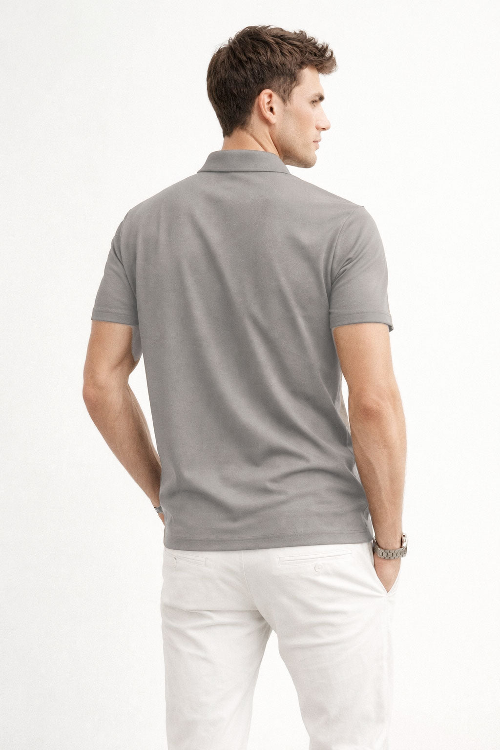 Playera Polo para Hombre Piqué Super Stretch Transpirable A61411 Gris