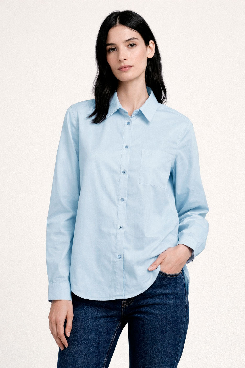 Blusas Para Mujer Camisera Popelina N61110 Azul