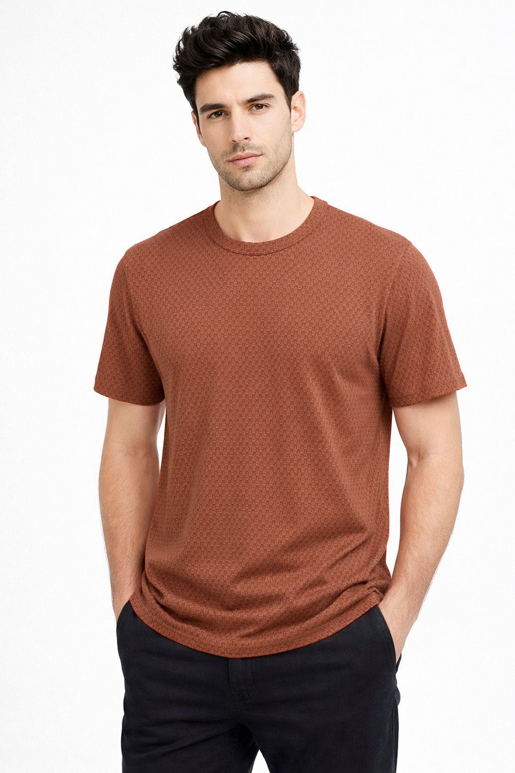 Playeras Para Hombre Manga Corta Jacquard A61303 Chedron