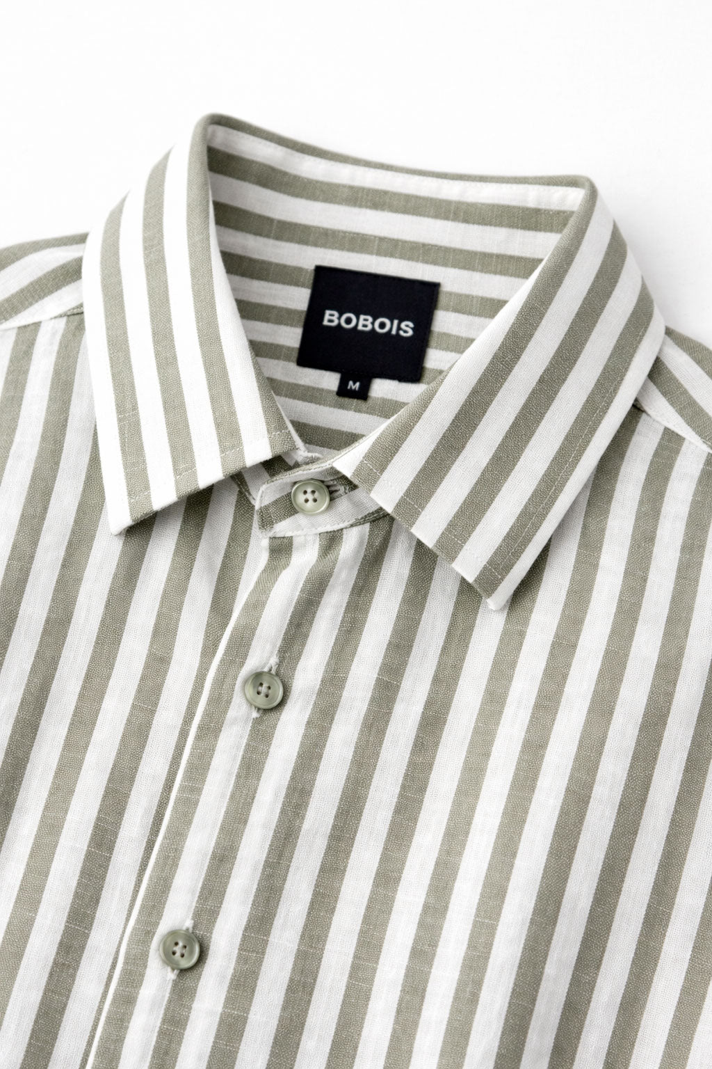 Camisa para Hombre Manga Larga de Rayas Antiarrugas Ligera B61408 Olivo