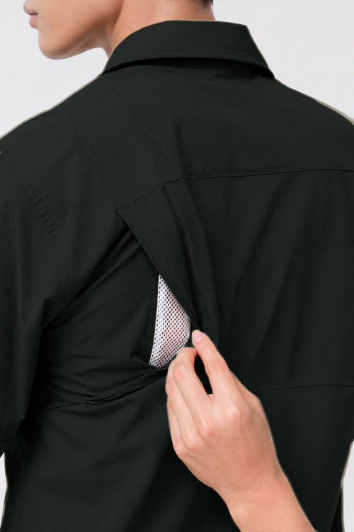 Camisa para Hombre Manga Corta Sport Outdoor Tipo Pescador BMCHI Negro