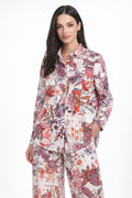 Blusas Para Mujer Camisera Satinada Paisley N61100 Hueso