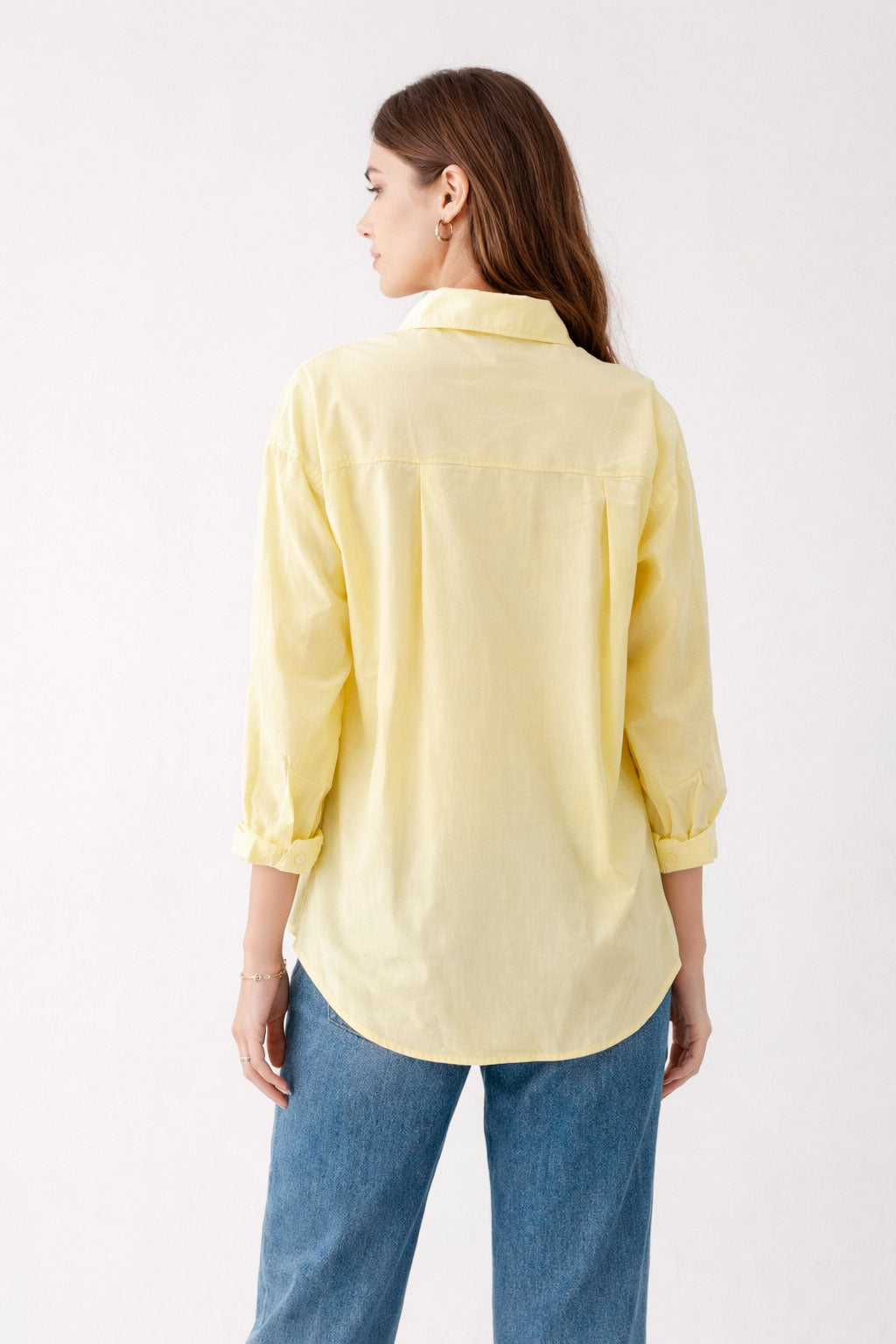 Blusas Para Mujer Camisera Oversize Popelina N61109 Amarillo
