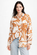 Blusas Para Mujer Floreada Oversize N61103 Naranja