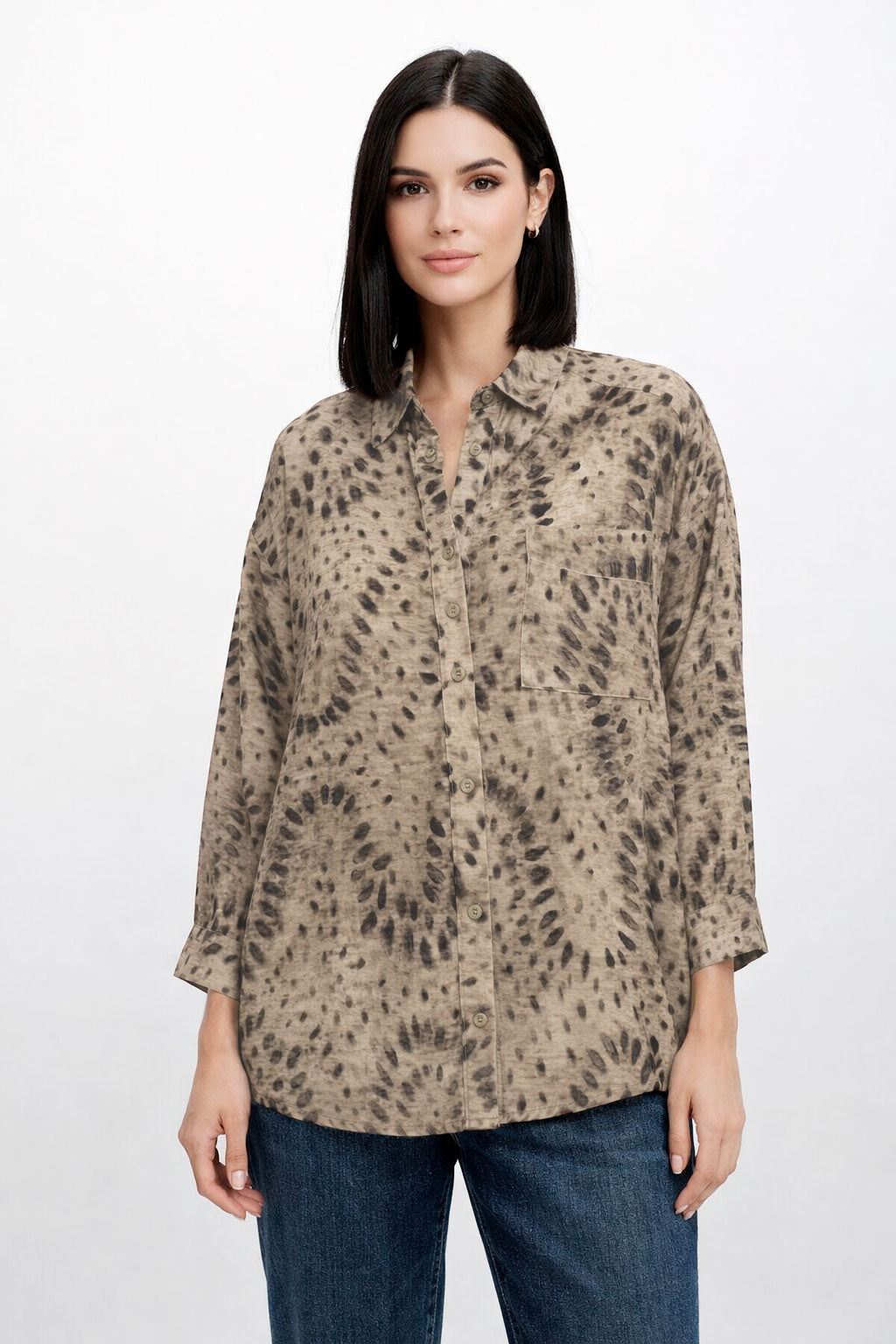Blusas Para Mujer Camisera Animal Print N61113 Cafe