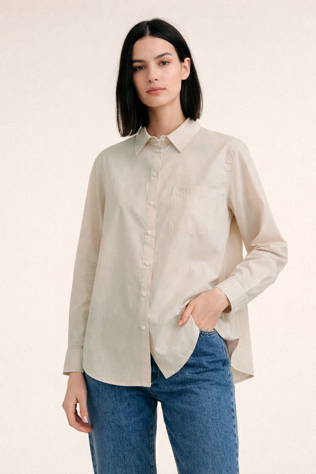 Blusas Para Mujer Camisera Popelina N61110 Beige