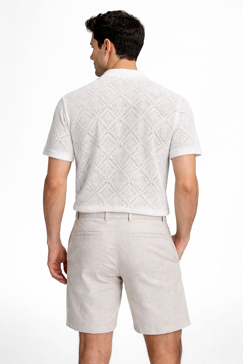 Bermudas Para Hombre Lino Ligero Para Verano G61453 Beige