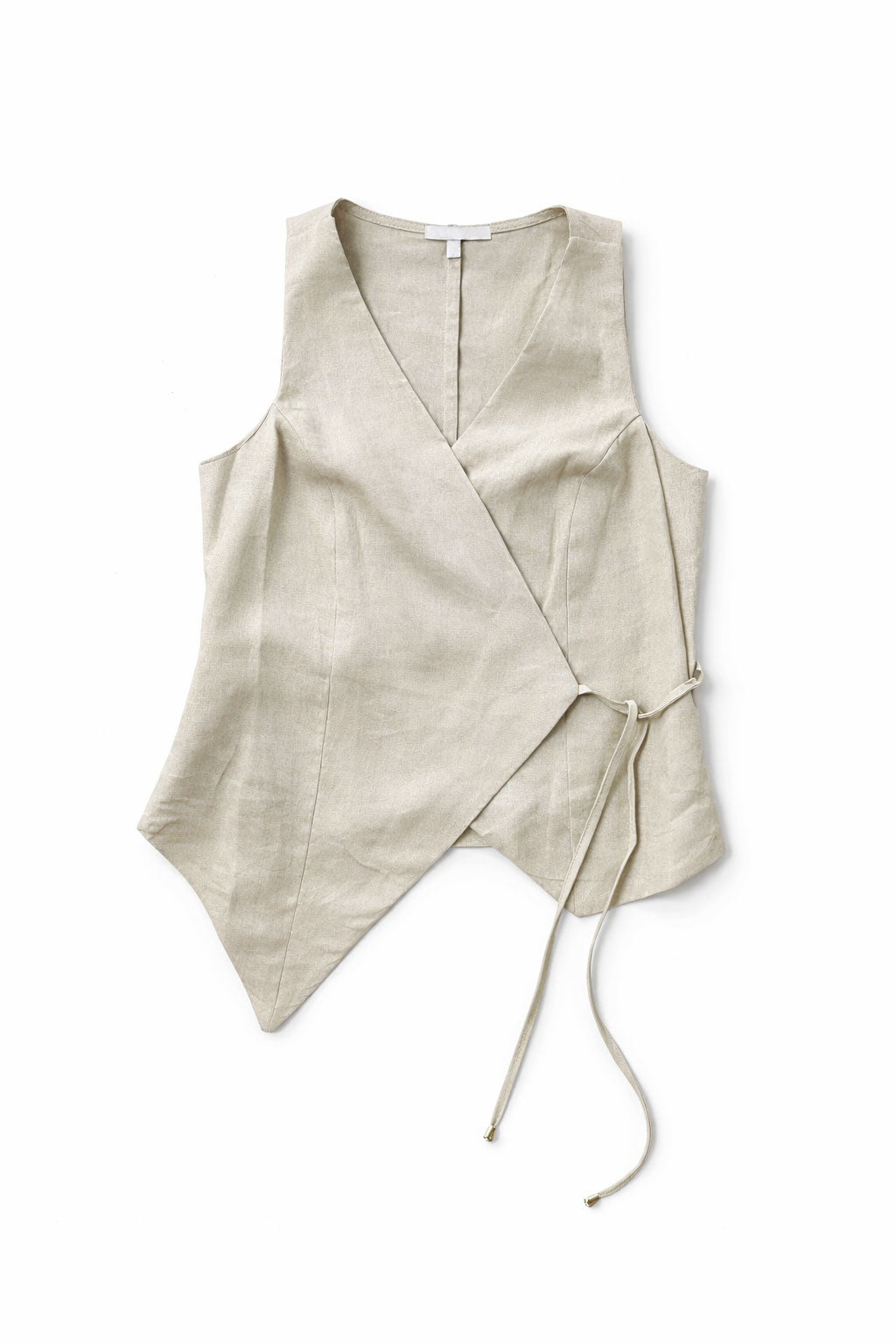 Chalecos Para Mujer Lino Asimétrico Cruzado R61101 Arena