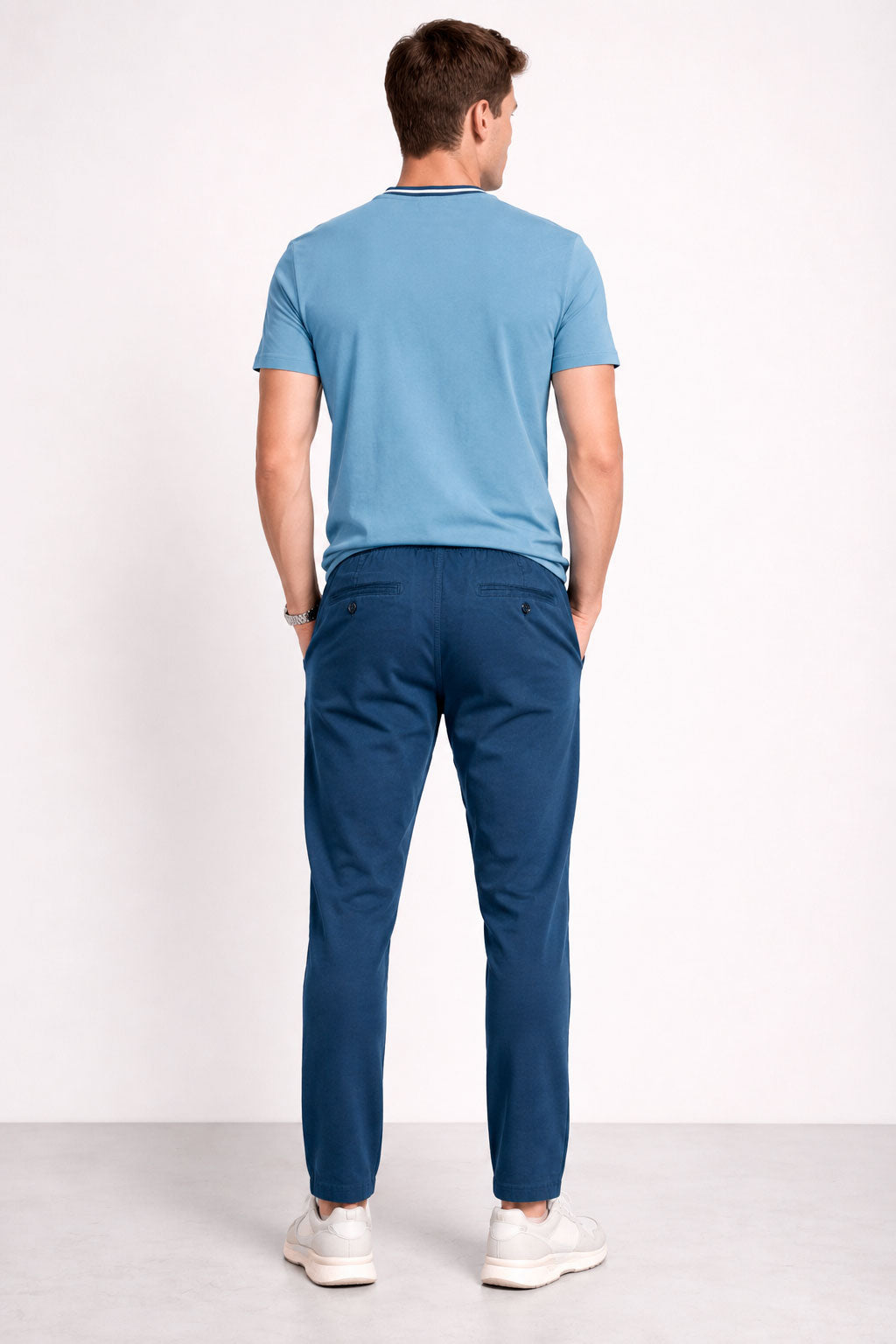 Joggers Para Hombre Pantalón Algodón Spandex Con Jareta GJOGGW Marino