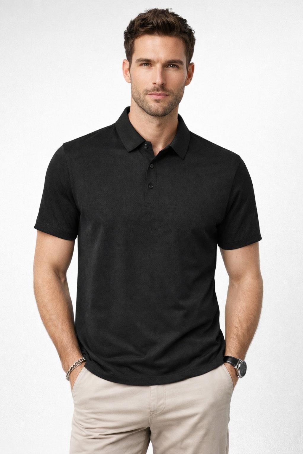 Playera Polo para Hombre Piqué Super Stretch Transpirable A61411 Negro