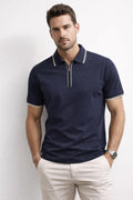Playera Polo para Hombre Casual con Cierre Stretch Antiarrugas A61415 Marino