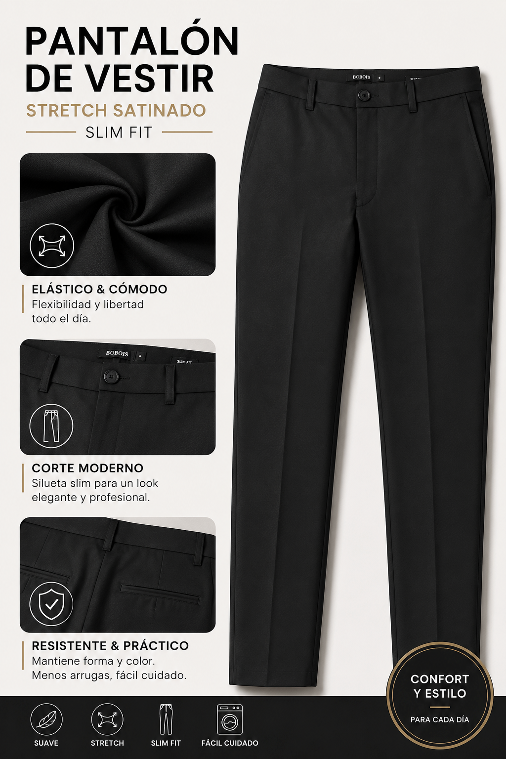 Pantalones Para Hombre Soft Mechanic G55401 Negro