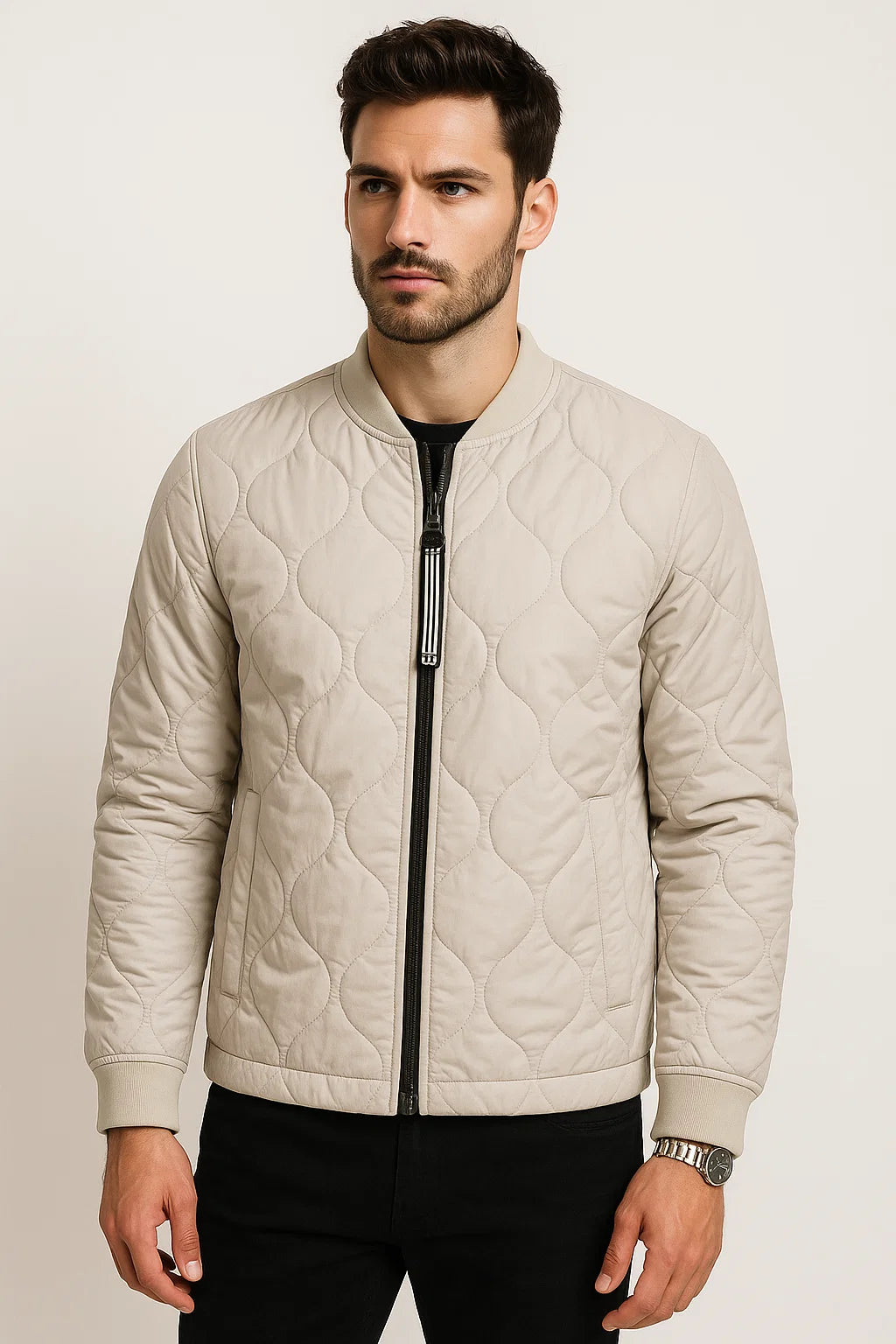 Chamarras Para Hombre De Invierno Estilo Acolchado D45303 Blanco