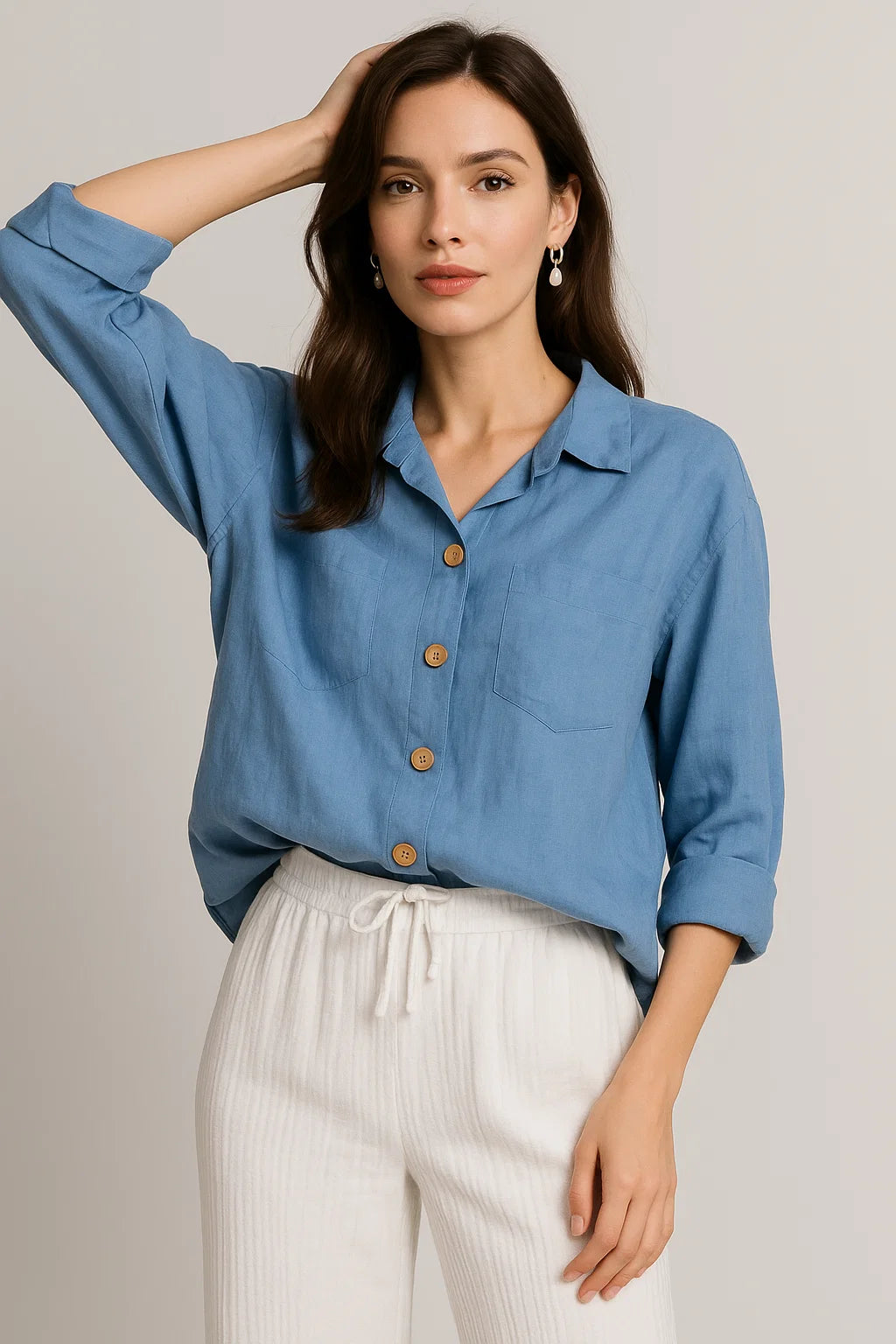 Chamarras Para Mujer Ligera Tipo Lino Q51100 Azul