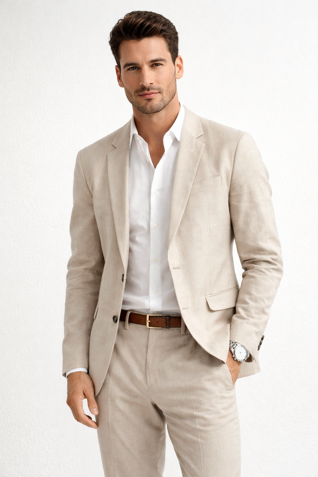 Sacos Para Hombre Corte Clásico Tipo Lino F61301 Natural