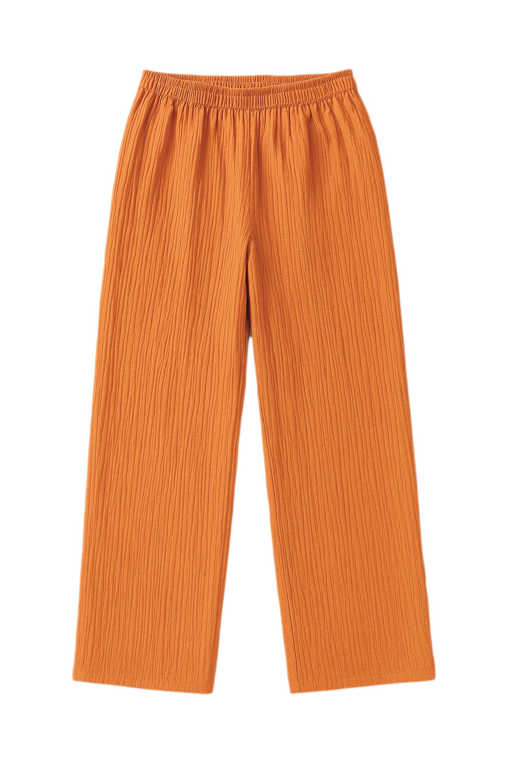 Pantalones Para Mujer Basico Corrugado De Tiro Alto W41142 Naranja