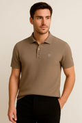Playeras Polo Para Hombre Spandex Con Textura A55402 Camel