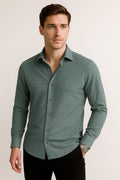 Camisas Para Hombre Super Stretch Con Textura Non Iron B55403 Verde