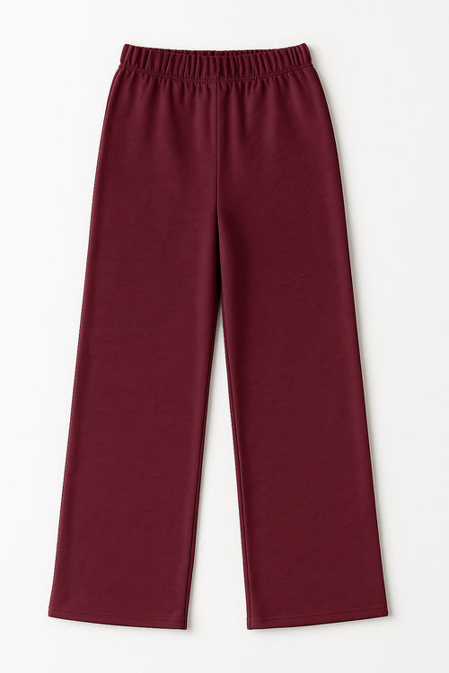 Pantalones Para Mujer Wide Leg De Punto Con Resorte W53121 Vino