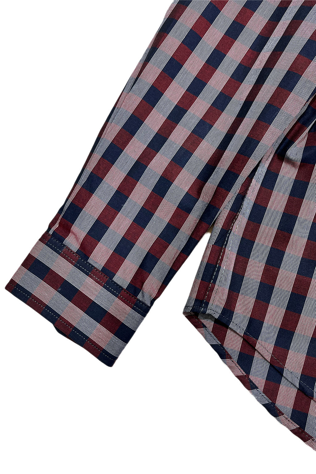 Camisas Para Hombre Elegante Manga Larga De Cuadros B55314 Vino