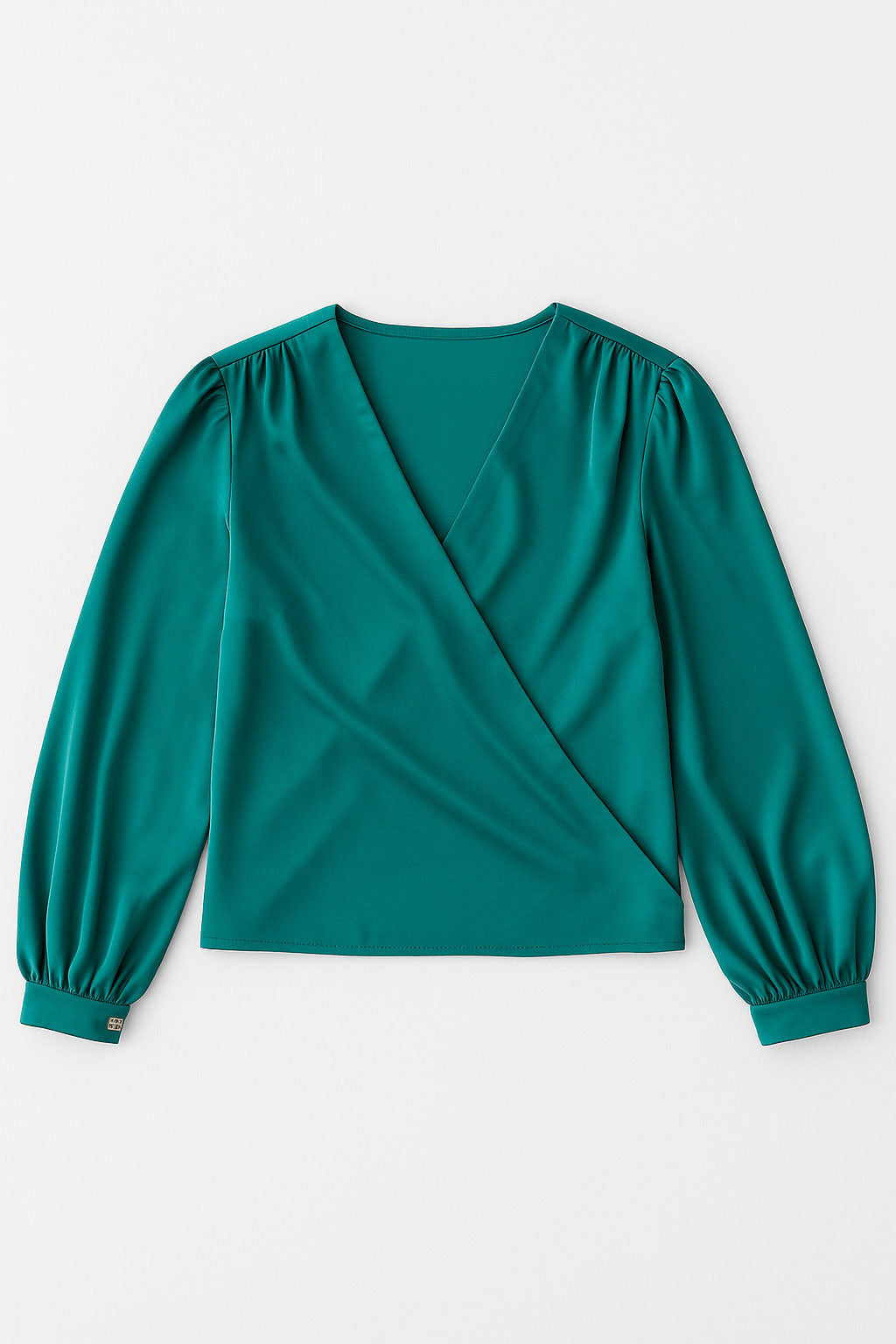 Blusas Para Mujer Satinada Con Escote Cruzado N53122 Verde