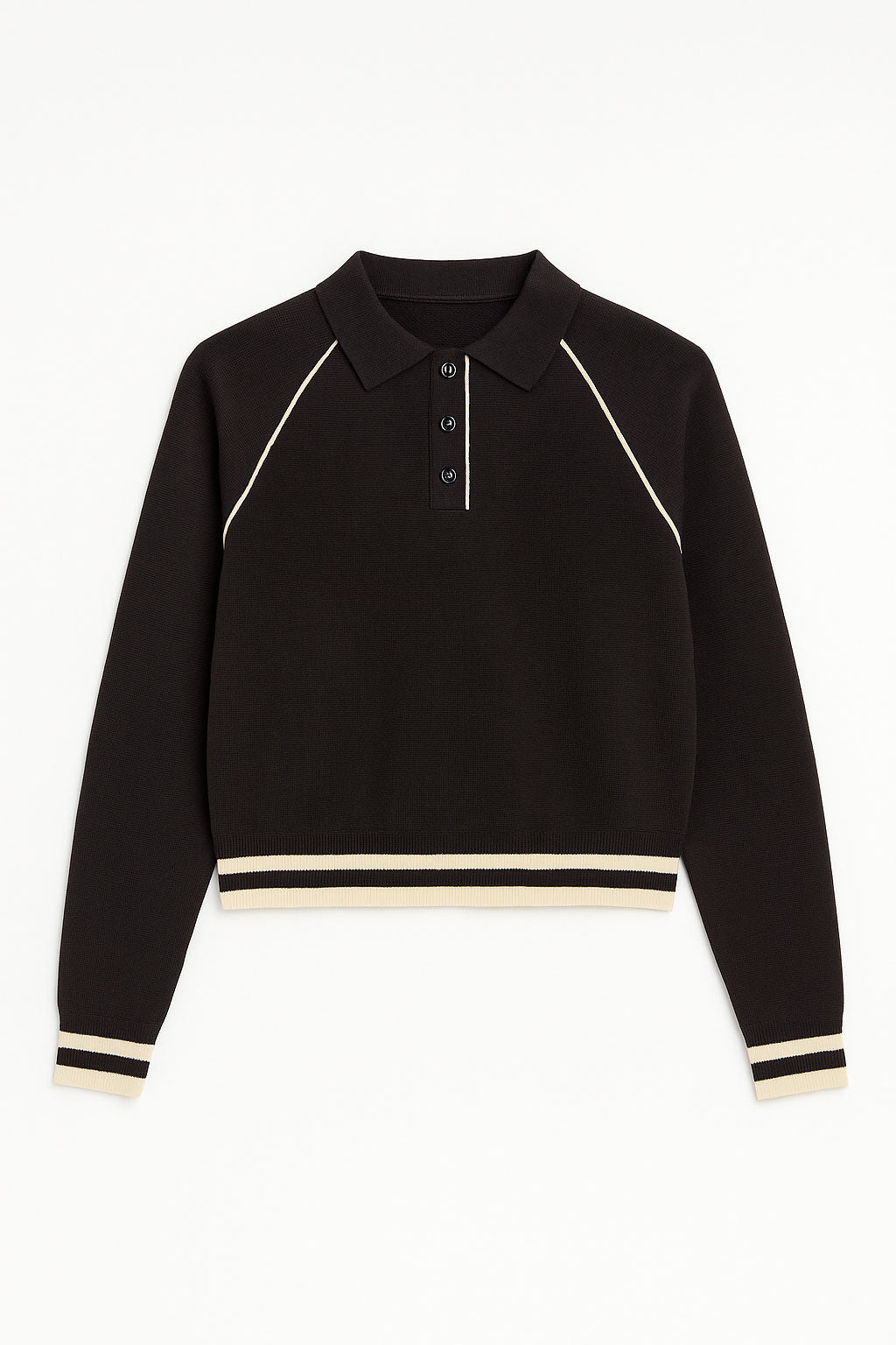 Suéteres Para Mujer Tipo Polo Manga Ranglan O53200 Negro