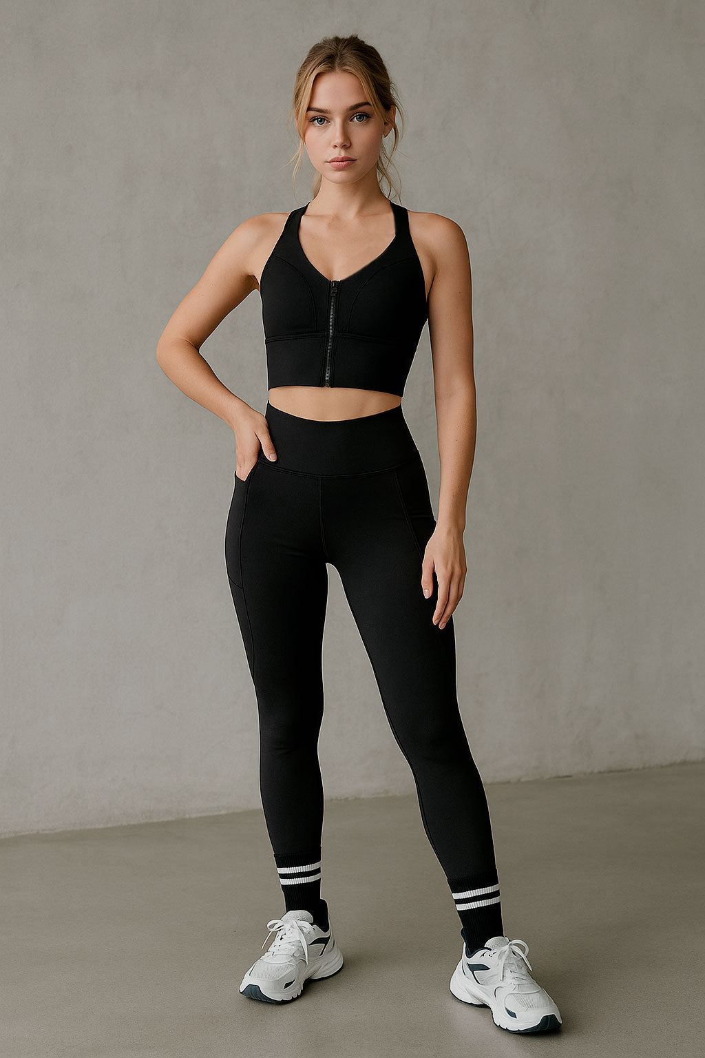 Tops Deportivos para Mujer Cierre Frontal Estructurado MTLLWX Negro