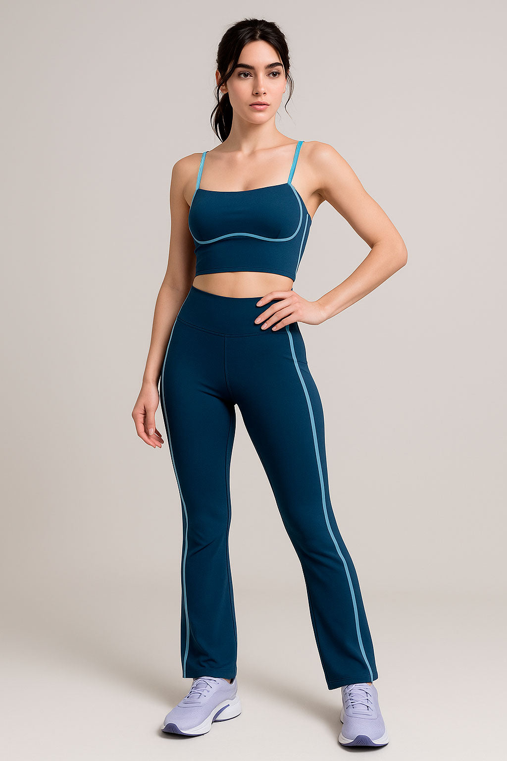 Leggins Deportivos para Mujer Acampanado Franja Lateral JYMK14 Marino