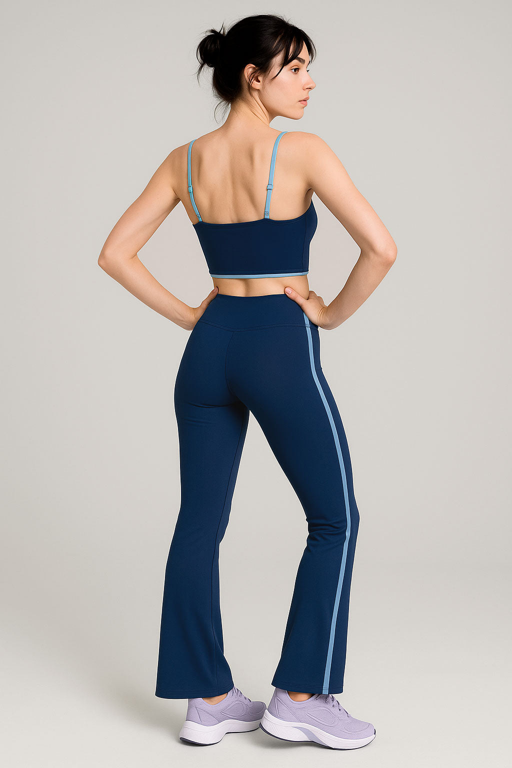 Leggins Deportivos para Mujer Acampanado Franja Lateral JYMK14 Marino