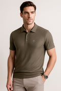 Playeras Polo Para Hombre Premium Con Textura A55404 Cafe