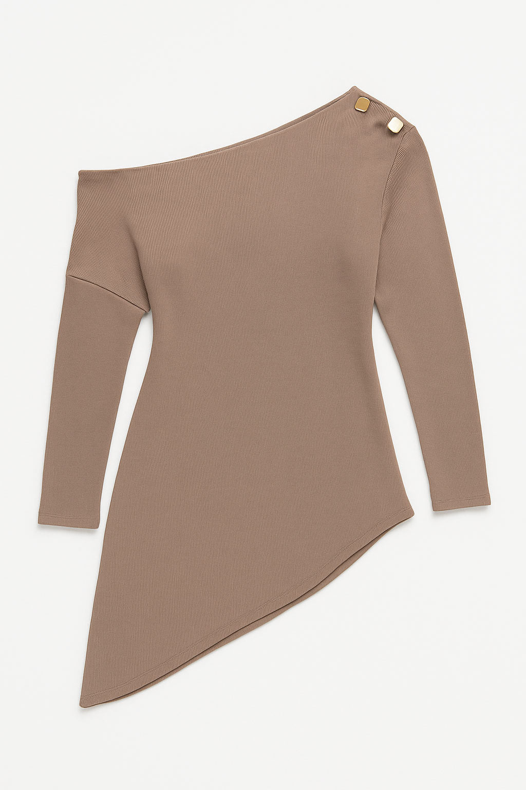 Blusas Para Mujer Asimétrica con Botones N53134 Beige