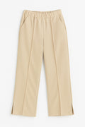 Pantalones Para Mujer Amplio Con Pespunte y Abertura W53114 Beige